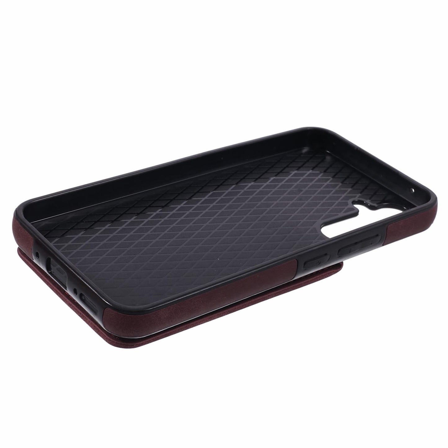 For Samsung Galaxy S24+ Magnetic Case Retro PU+TPU Kickstand Back Cover - Wine Red