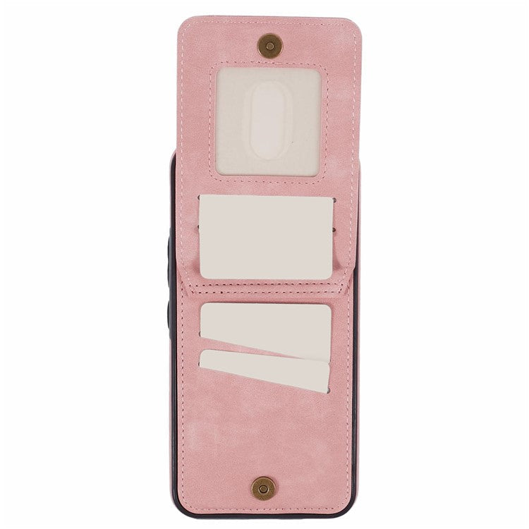 For Samsung Galaxy S23 FE Cell Phone Case RFID Blocking Retro PU+TPU Kickstand Cover - Pink
