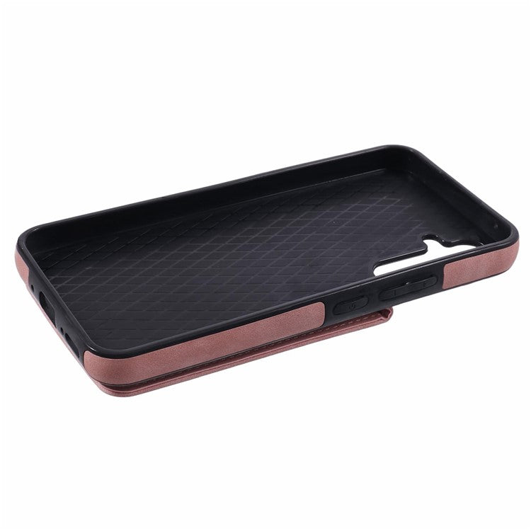 For Samsung Galaxy S23 FE Cell Phone Case RFID Blocking Retro PU+TPU Kickstand Cover - Pink