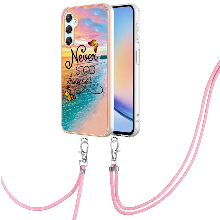 YB IMD Series-4 For Samsung Galaxy A25 5G (Global) (161.0 x 76.5 x 8.3mm) Case Marble Flower Pattern Phone Cover - Never Stop Dreaming