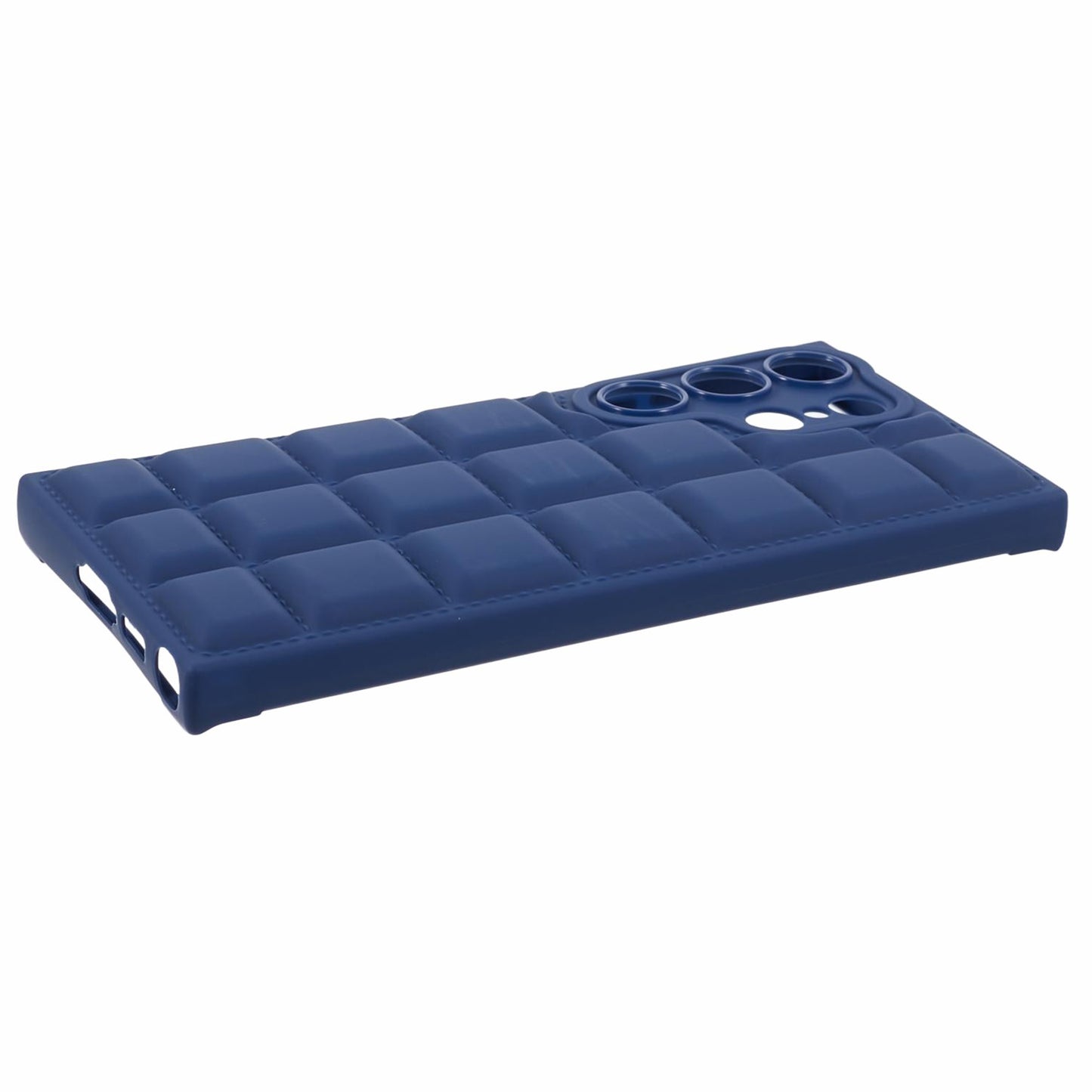 For Samsung Galaxy S24 Ultra Case Grid Down Jacket Texture Smart Phone Cover - Dark Blue