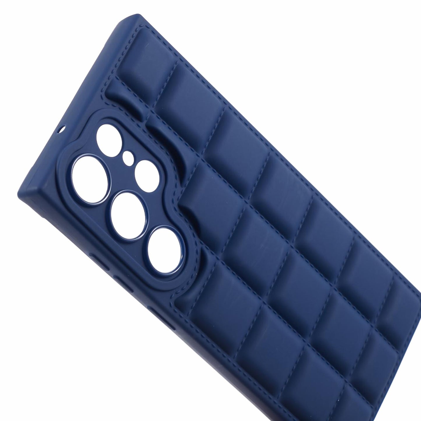 For Samsung Galaxy S24 Ultra Case Grid Down Jacket Texture Smart Phone Cover - Dark Blue
