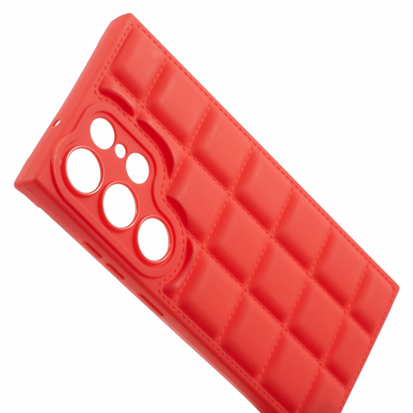 For Samsung Galaxy S24 Ultra Case Grid Down Jacket Texture Smart Phone Cover - Red