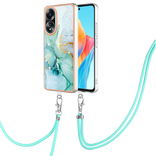 YB IMD Series-9 For Oppo A58 4G Phone Cover Electroplating Marble Pattern IMD TPU Case - Green 003