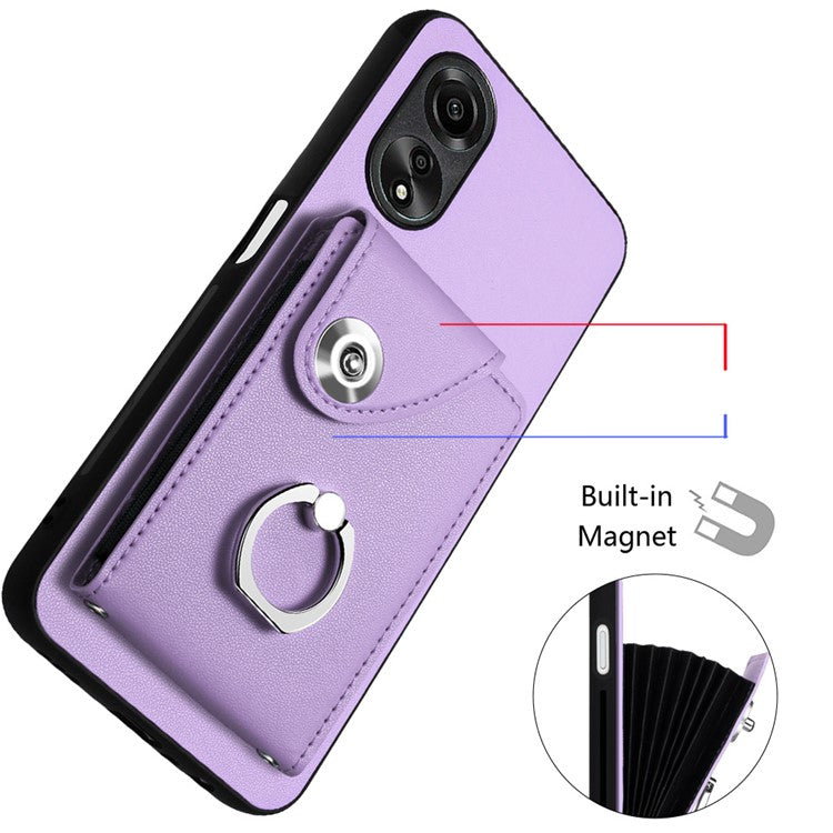 YB Leather Coating Series-7 for Oppo A78 5G / A58x 5G / A58 5G Case Anti-fall Phone Cover with Ring Holder Kickstand - Purple
