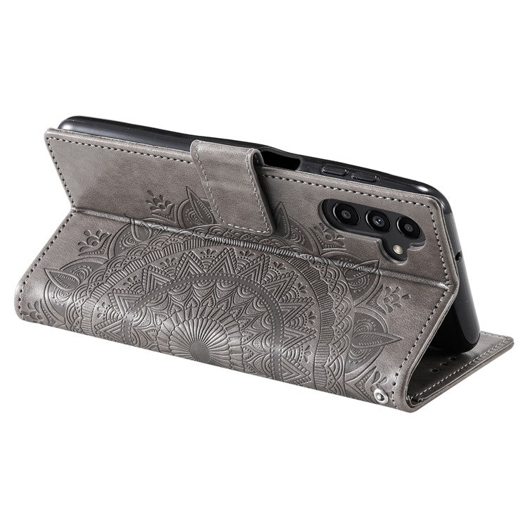 For Samsung Galaxy A55 5G Leather Wallet Case Phone Stand Cover - Grey