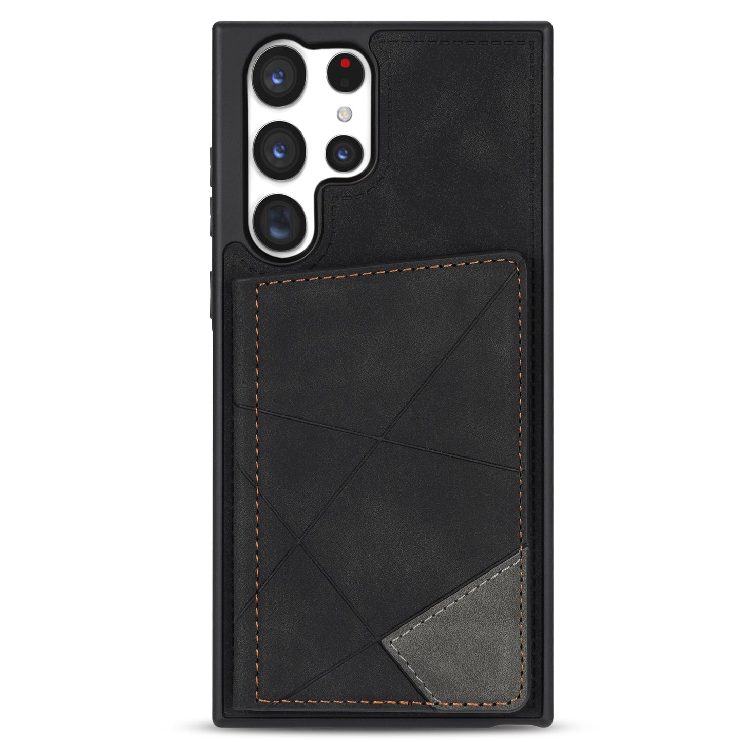 For Samsung Galaxy S24 Ultra Case Line Splicing Imprinted PU Leather+TPU Kickstand Phone Cover - Black