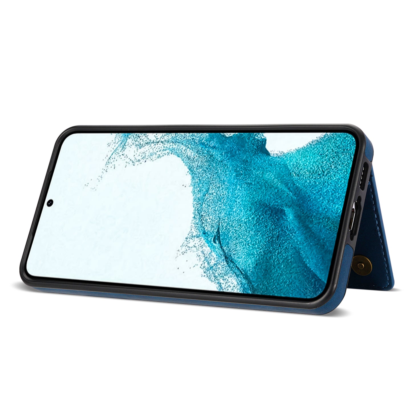 For Samsung Galaxy S24 Case Line Splicing Imprinted Leather Phone Cover - Blue