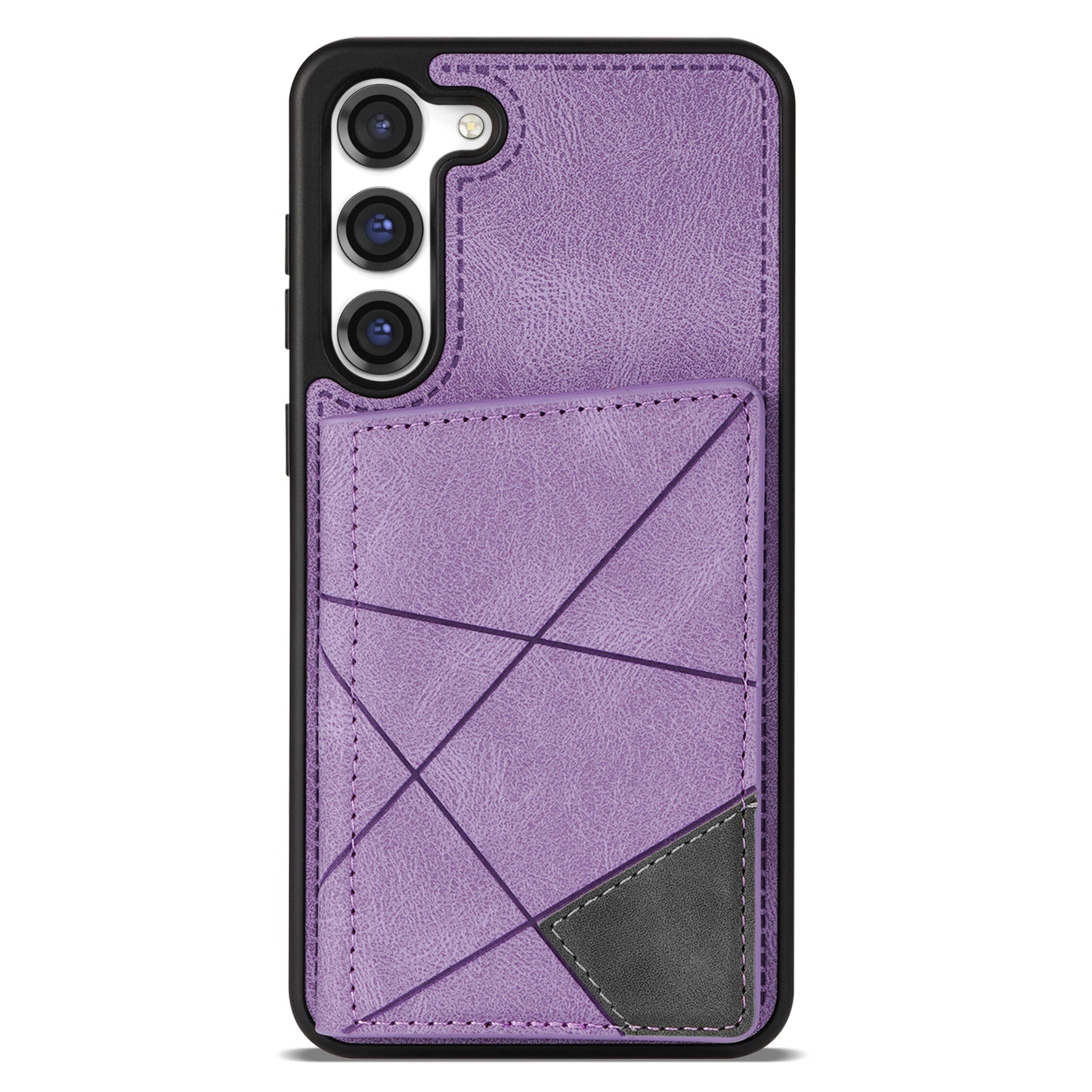 For Samsung Galaxy S24 Case Line Splicing Imprinted Leather Phone Cover - Purple