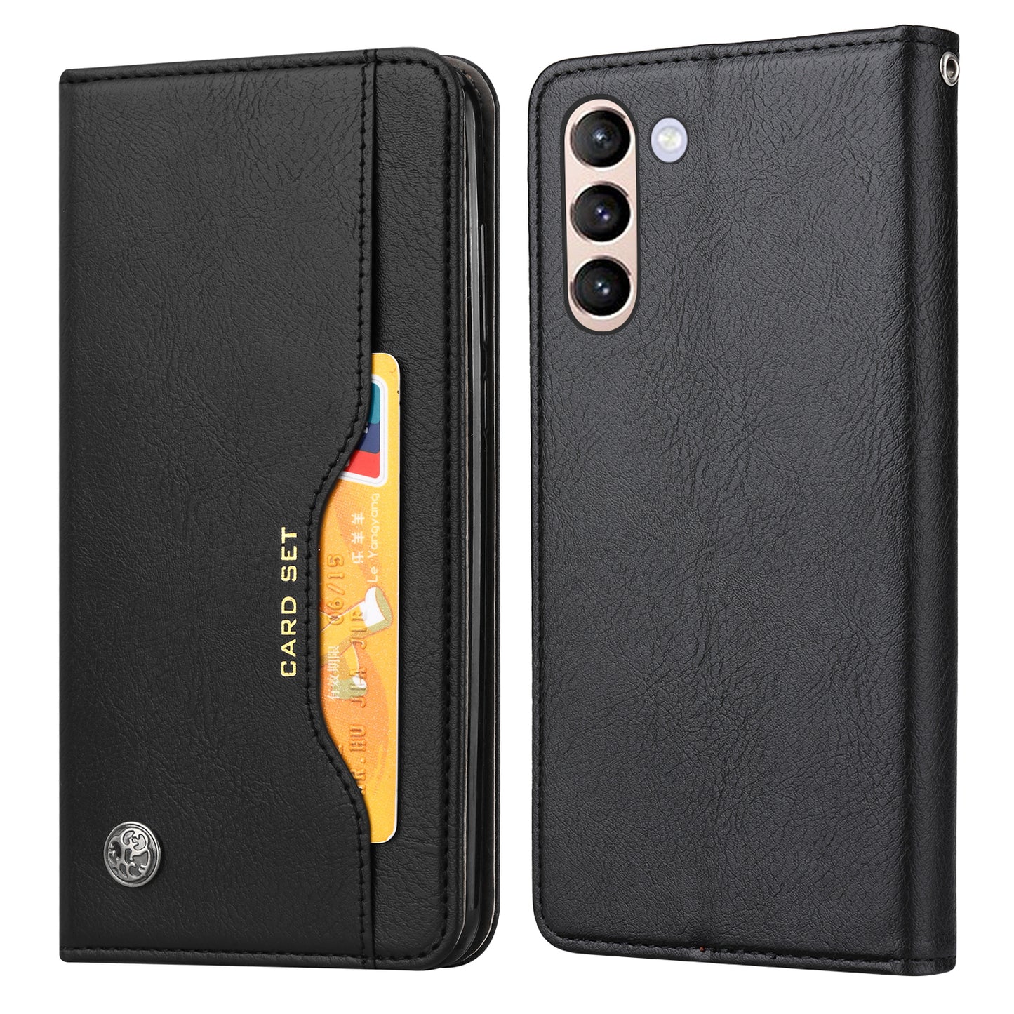 For Samsung Galaxy S24 Cell Phone Case Magnetic Closing PU Leather Wallet Cover - Black