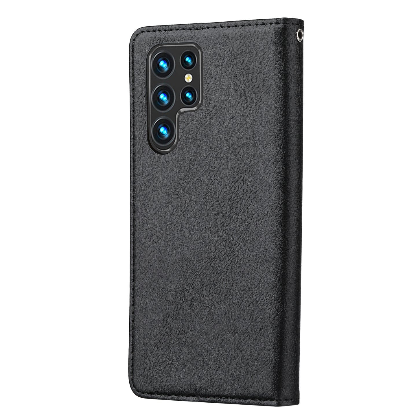 For Samsung Galaxy S24 Ultra Cell Phone Case Magnetic Closing PU Leather Stand Cover - Black