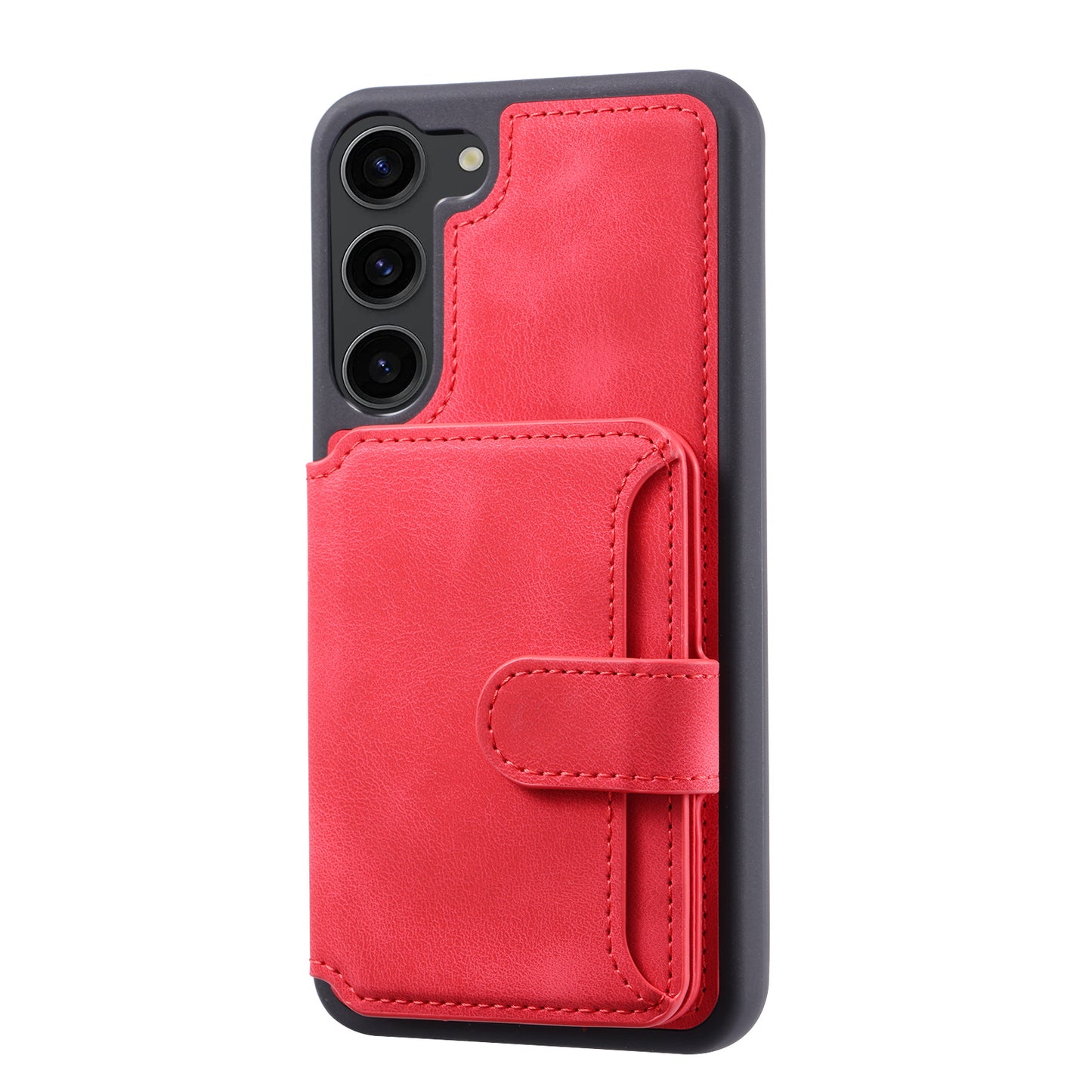 For Samsung Galaxy S24 Case RFID Blocking Leather Anti-Shock Kickstand Phone Cover - Red