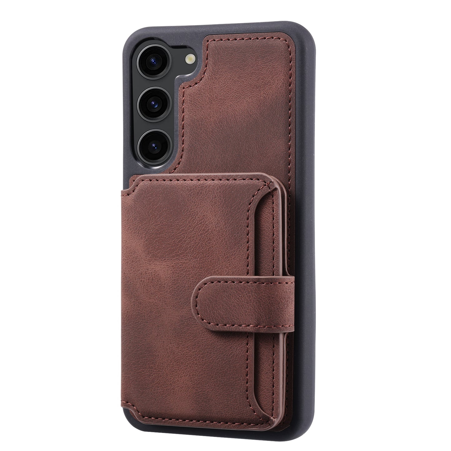 For Samsung Galaxy S24+ Leather Case Skin-touch RFID Blocking Wallet Phone Cover - Coffee