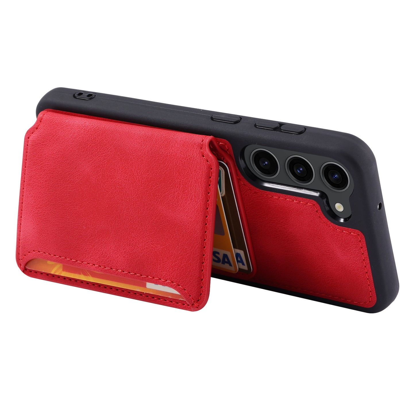 For Samsung Galaxy S24+ Leather Case Skin-touch RFID Blocking Wallet Phone Cover - Red
