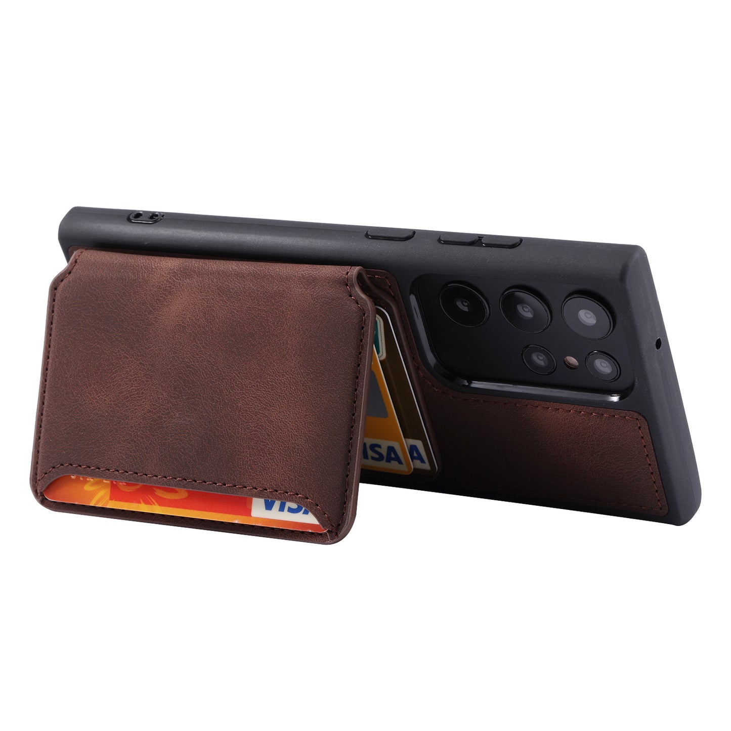 For Samsung Galaxy S24 Ultra Case RFID Blocking Wallet Phone Cover with Card Slot - Coffee