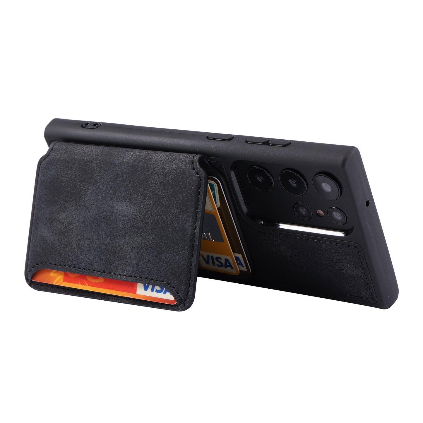For Samsung Galaxy S24 Ultra Case RFID Blocking Wallet Phone Cover with Card Slot - Black