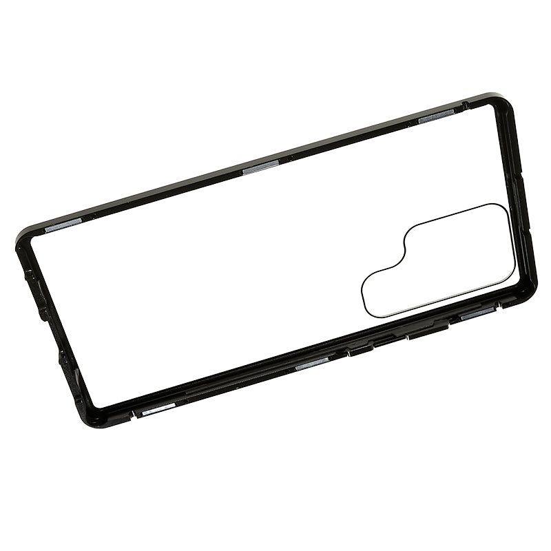 For Samsung Galaxy S24 Ultra Case Magnetic Tempered Glass Double-Sided Phone Cover - Black