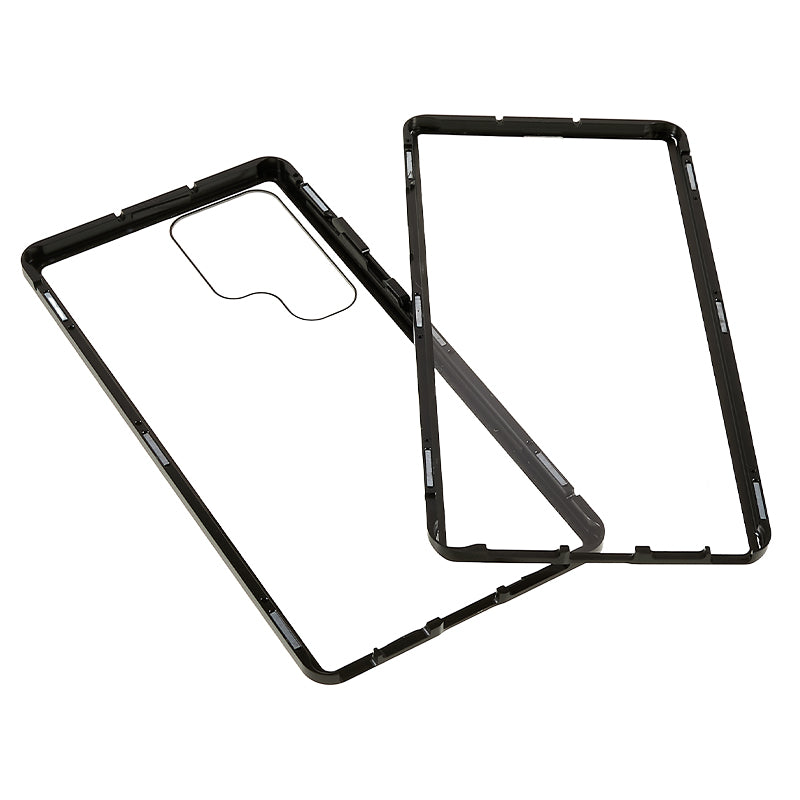 For Samsung Galaxy S24 Ultra Case Magnetic Tempered Glass Double-Sided Phone Cover - Black