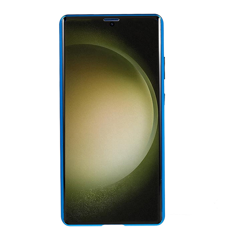 For Samsung Galaxy S24 Ultra Case Magnetic Tempered Glass Double-Sided Phone Cover - Blue