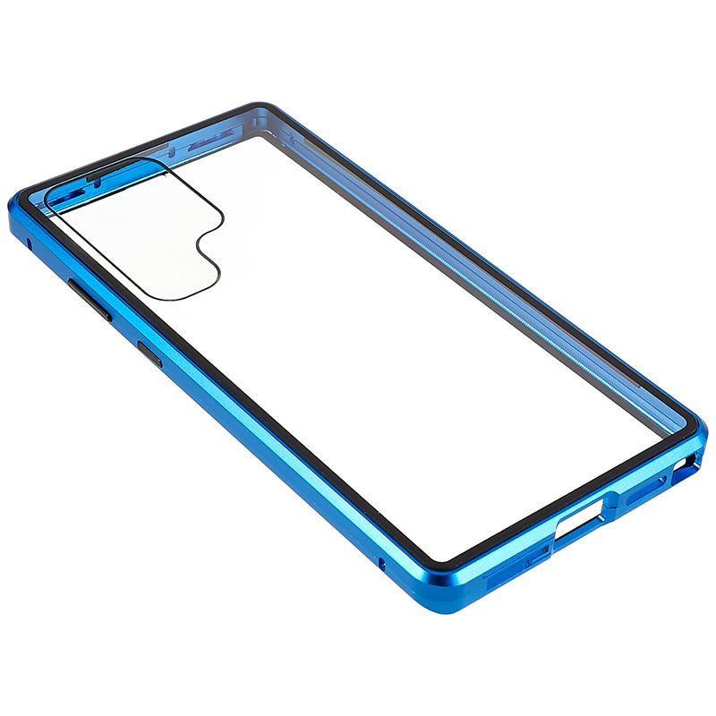 For Samsung Galaxy S24 Ultra Case Magnetic Tempered Glass Double-Sided Phone Cover - Blue