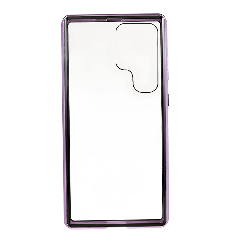 For Samsung Galaxy S24 Ultra Case Magnetic Tempered Glass Double-Sided Phone Cover - Purple