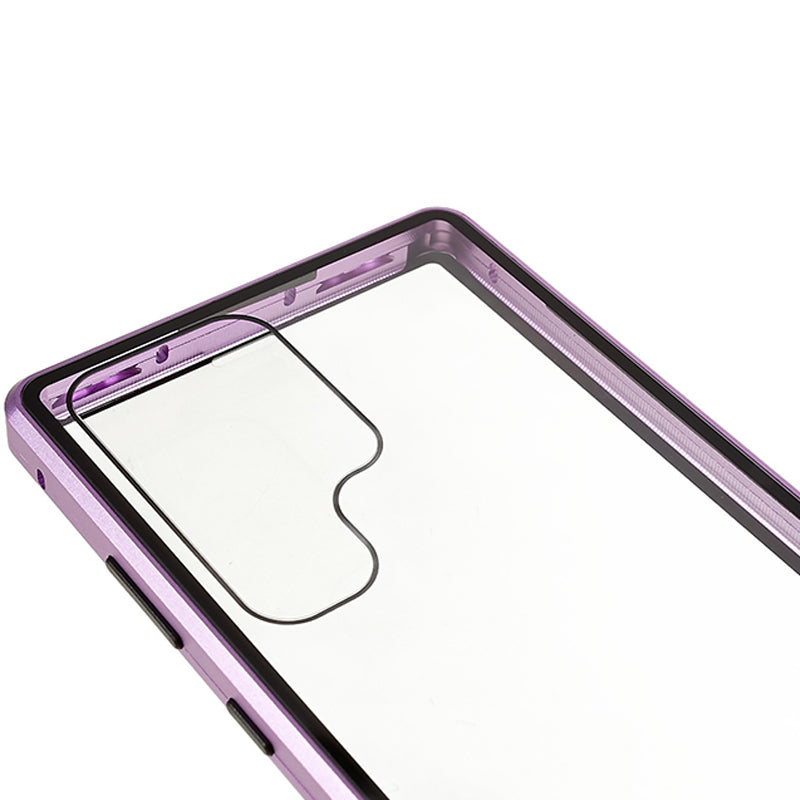 For Samsung Galaxy S24 Ultra Case Magnetic Tempered Glass Double-Sided Phone Cover - Purple
