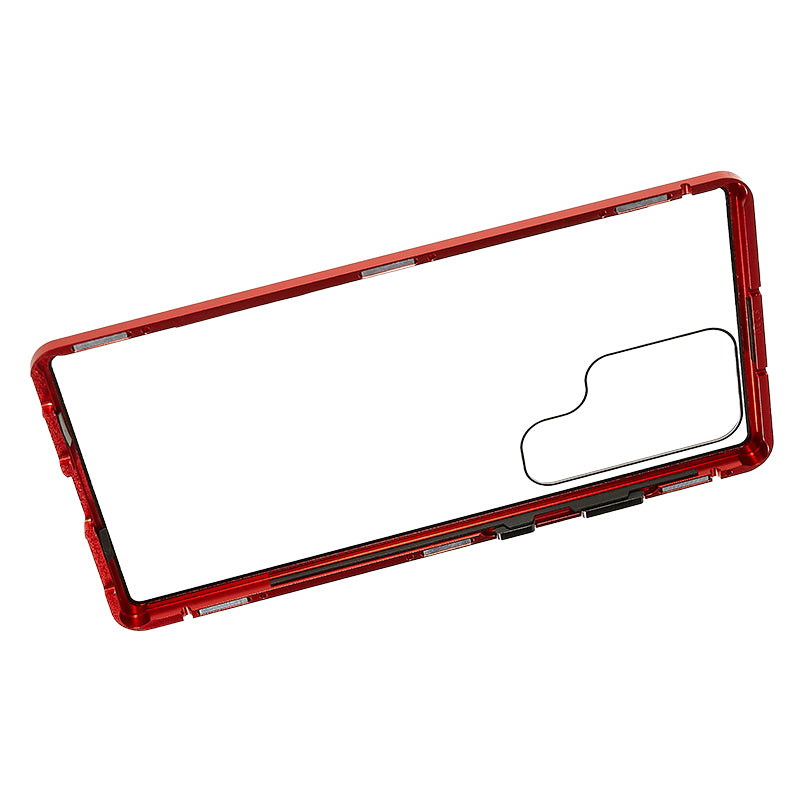 For Samsung Galaxy S24 Ultra Case Magnetic Tempered Glass Double-Sided Phone Cover - Red
