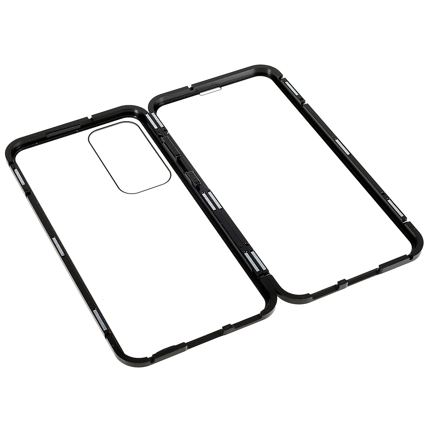 For Samsung Galaxy S24 Magnetic Case Double-Sided Tempered Glass Metal Frame Phone Cover - Black