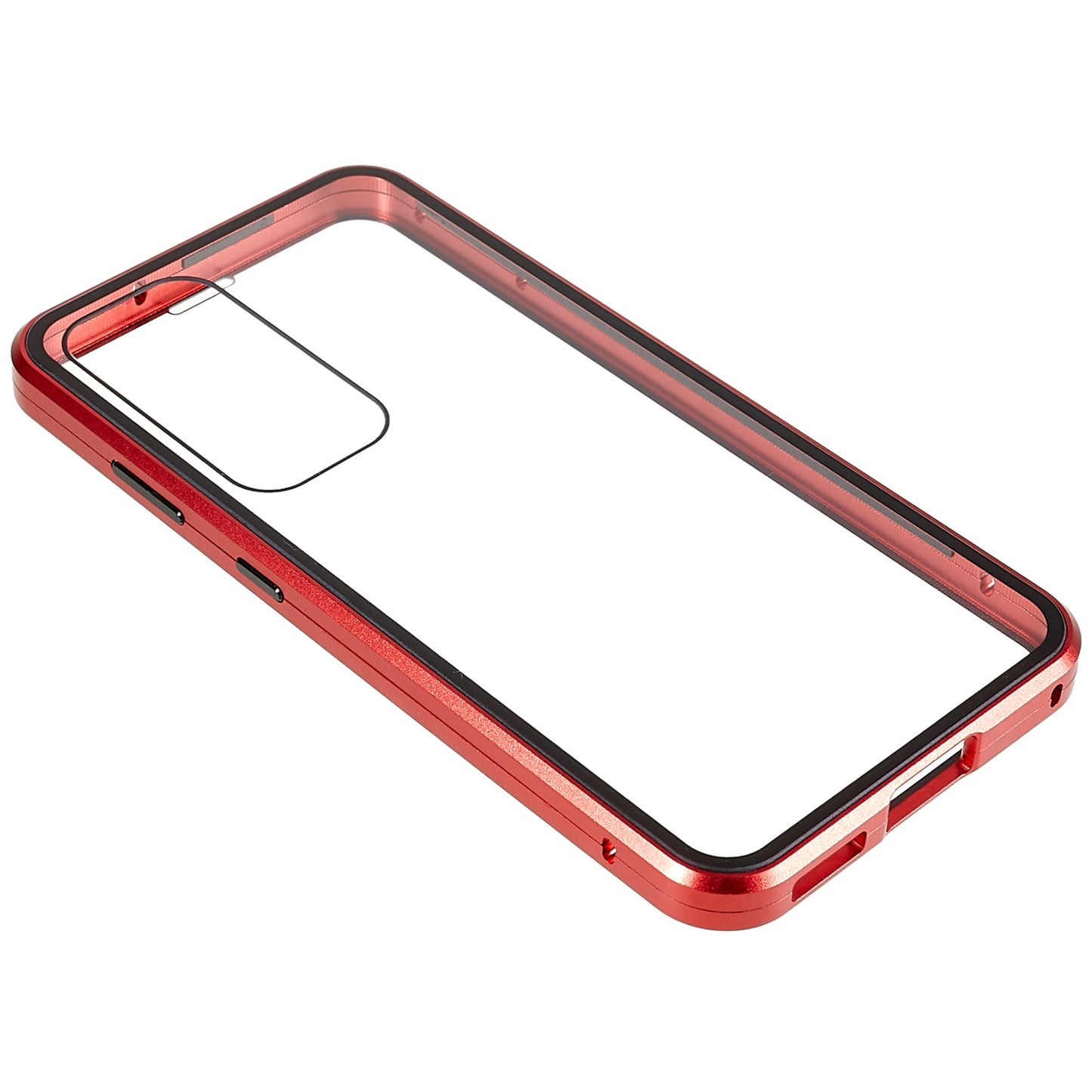 For Samsung Galaxy S24 Magnetic Case Double-Sided Tempered Glass Metal Frame Phone Cover - Red