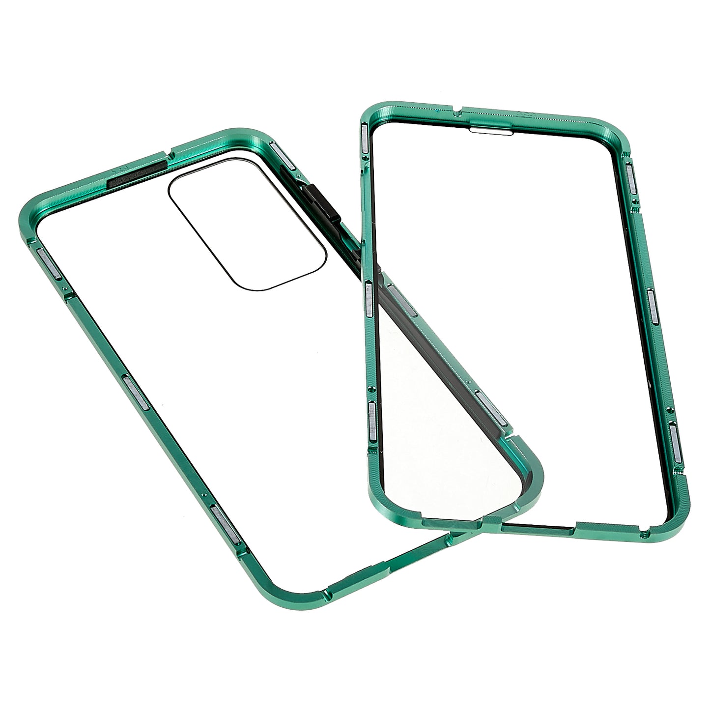 For Samsung Galaxy S24 Magnetic Case Double-Sided Tempered Glass Metal Frame Phone Cover - Green