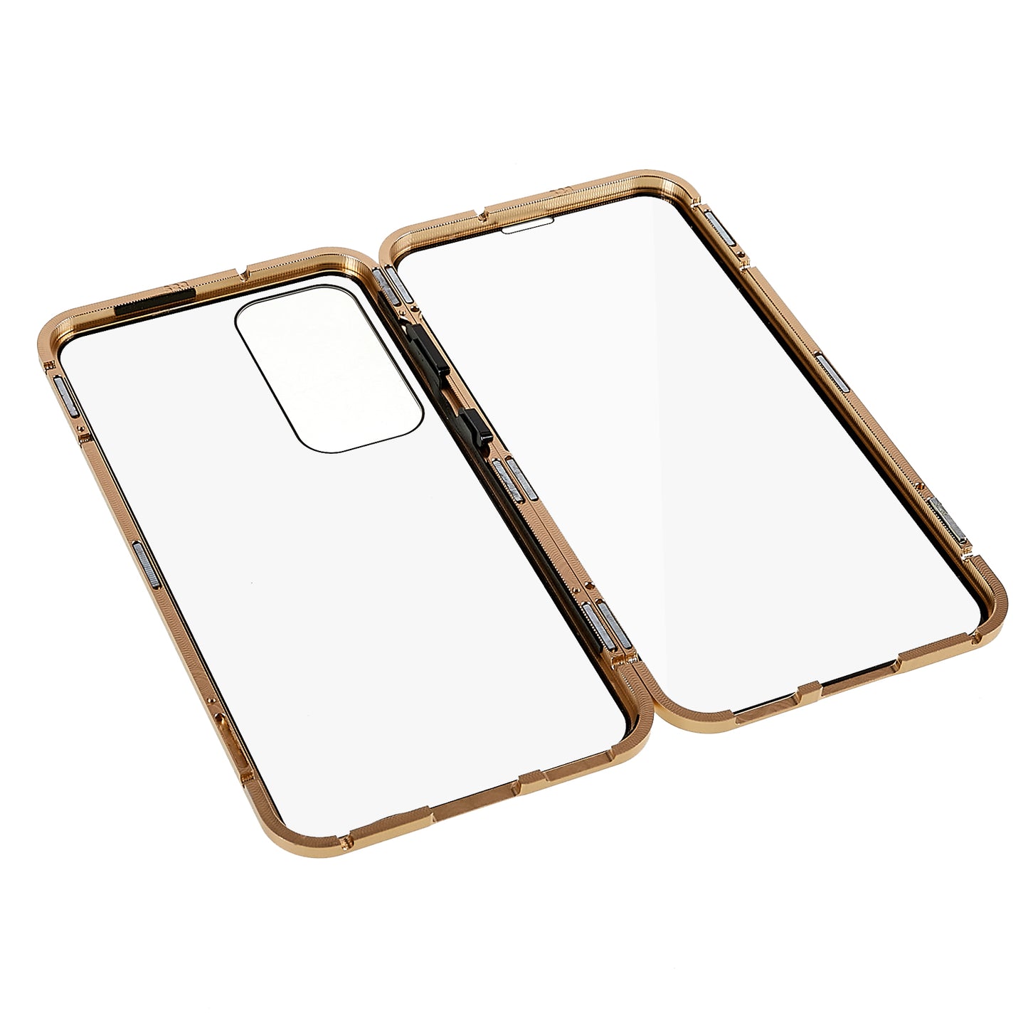 For Samsung Galaxy S24 Magnetic Case Double-Sided Tempered Glass Metal Frame Phone Cover - Gold
