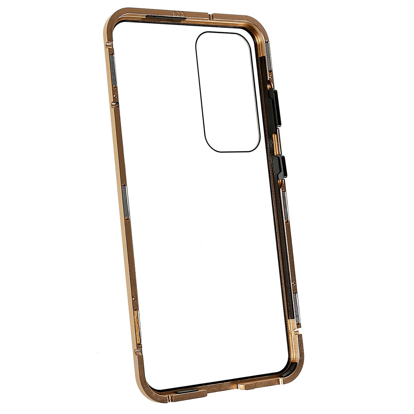 For Samsung Galaxy S24 Magnetic Case Double-Sided Tempered Glass Metal Frame Phone Cover - Gold