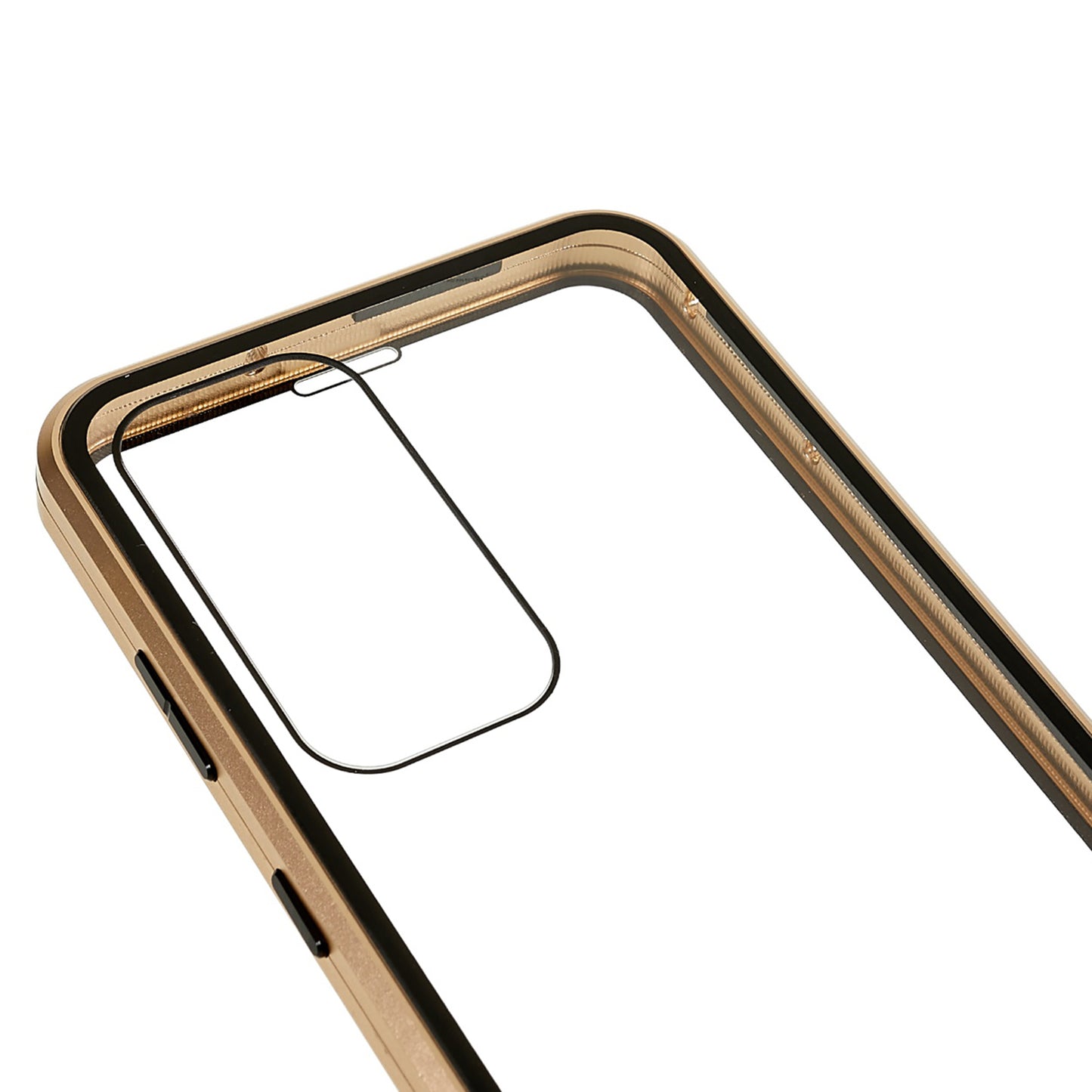 For Samsung Galaxy S24 Magnetic Case Double-Sided Tempered Glass Metal Frame Phone Cover - Gold