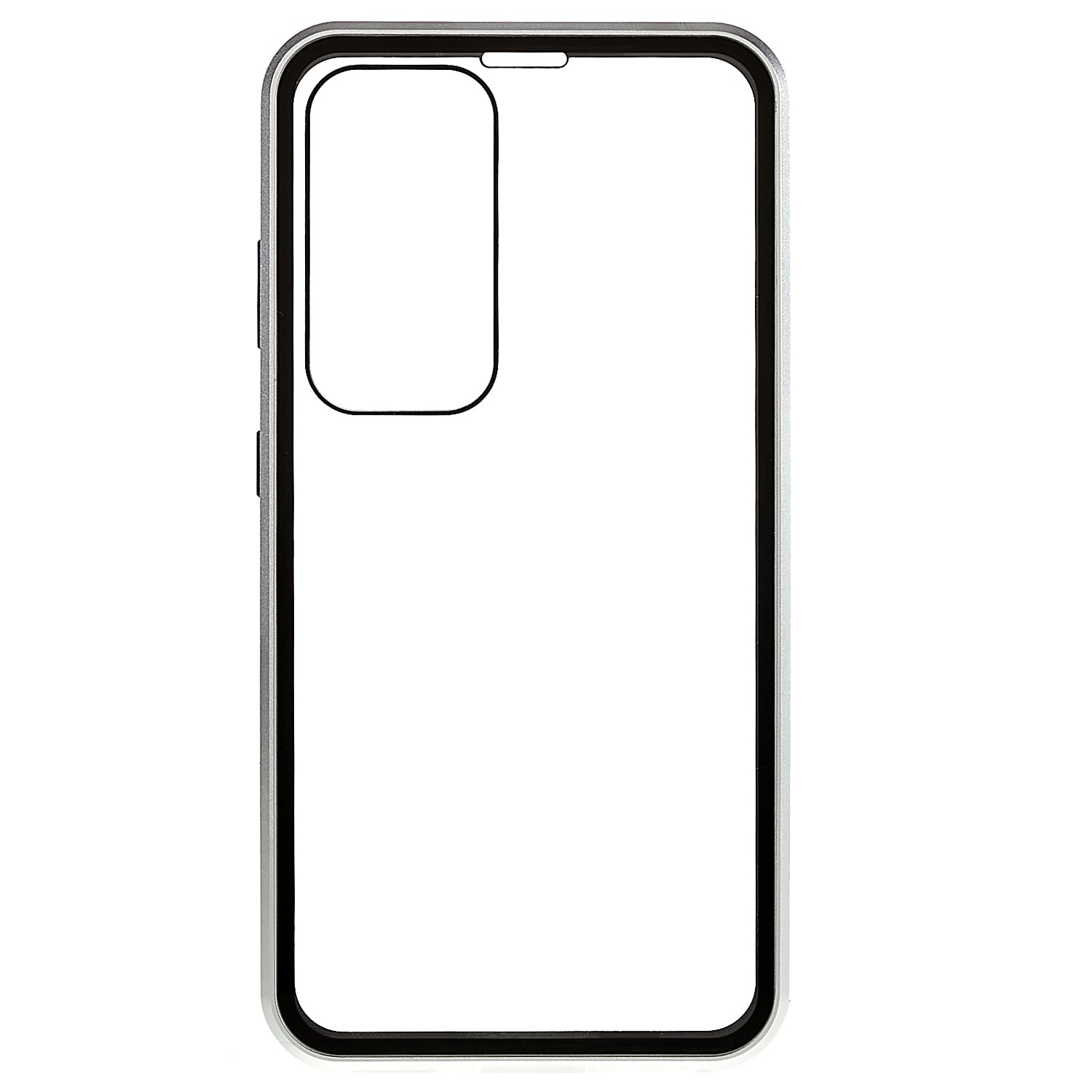 For Samsung Galaxy S24 Magnetic Case Double-Sided Tempered Glass Metal Frame Phone Cover - Silver