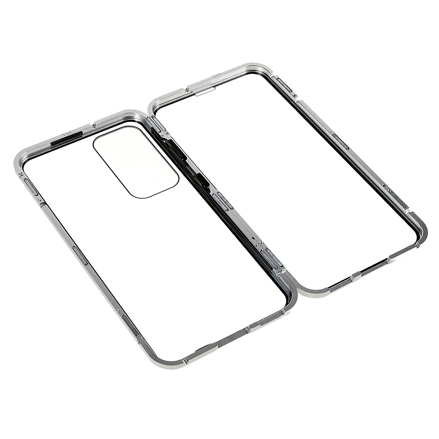 For Samsung Galaxy S24 Magnetic Case Double-Sided Tempered Glass Metal Frame Phone Cover - Silver