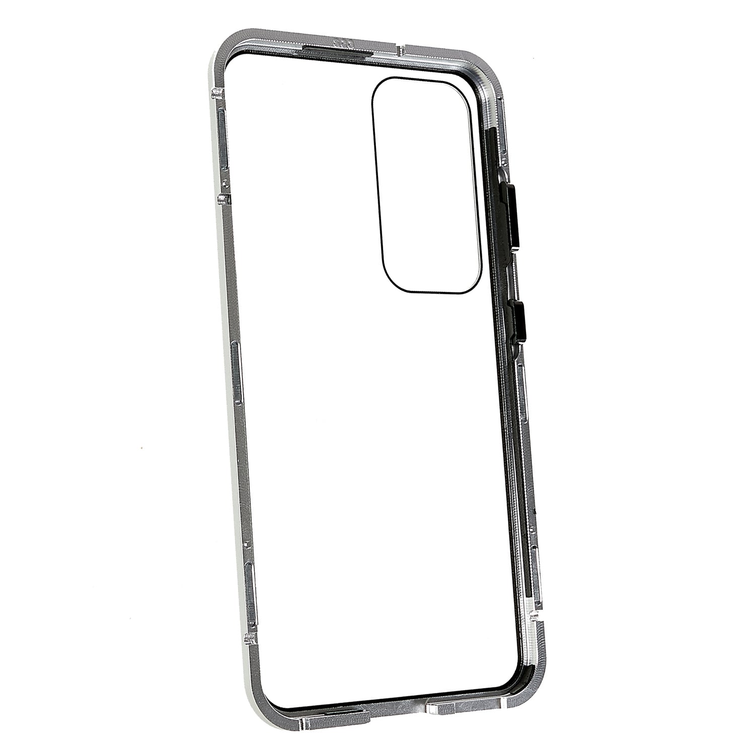 For Samsung Galaxy S24 Magnetic Case Double-Sided Tempered Glass Metal Frame Phone Cover - Silver