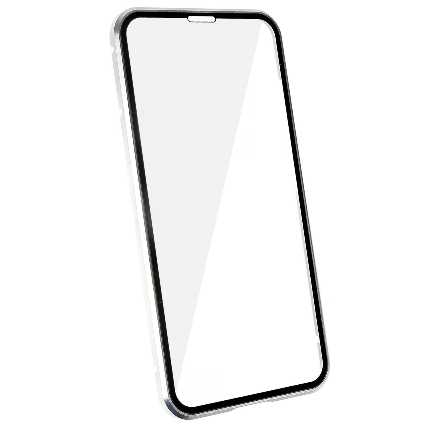 For Samsung Galaxy S24 Magnetic Case Double-Sided Tempered Glass Metal Frame Phone Cover - Silver