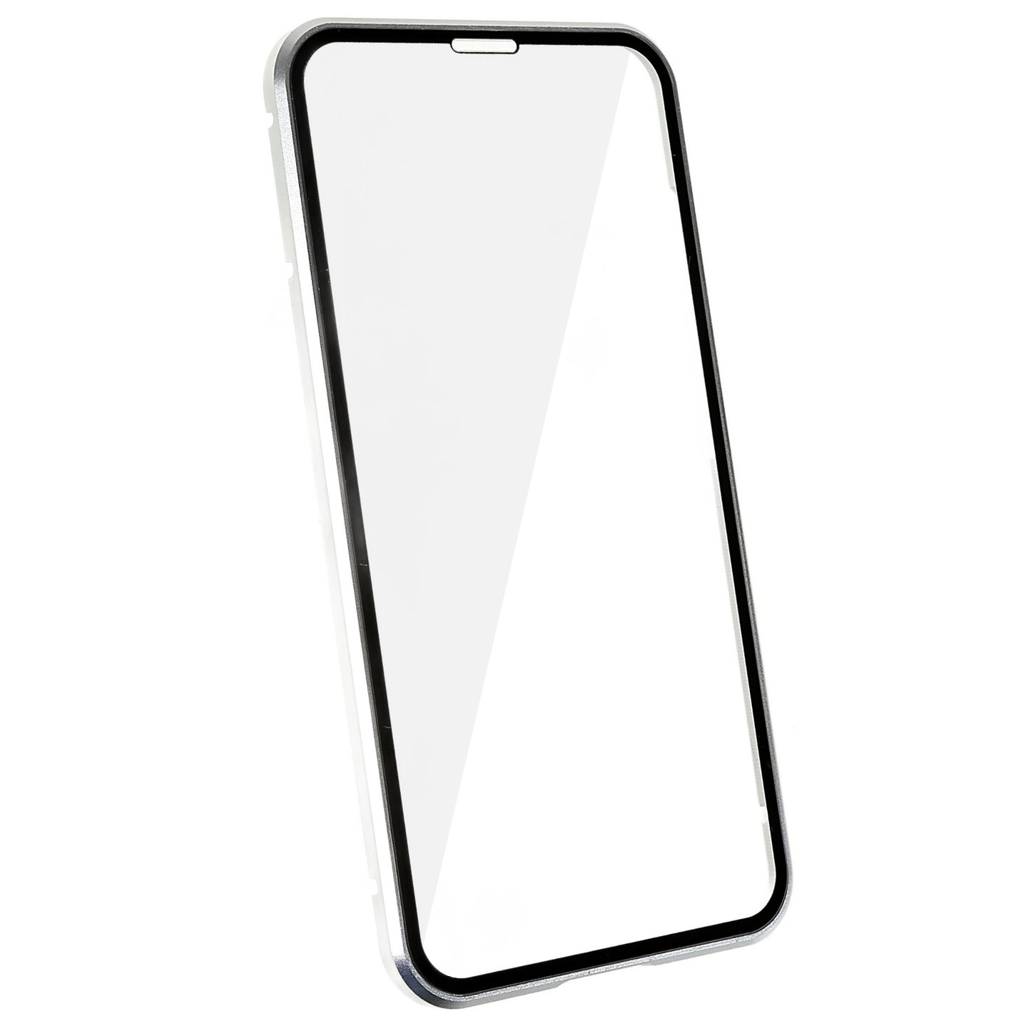 For Samsung Galaxy S24 Magnetic Case Double-Sided Tempered Glass Metal Frame Phone Cover - Silver