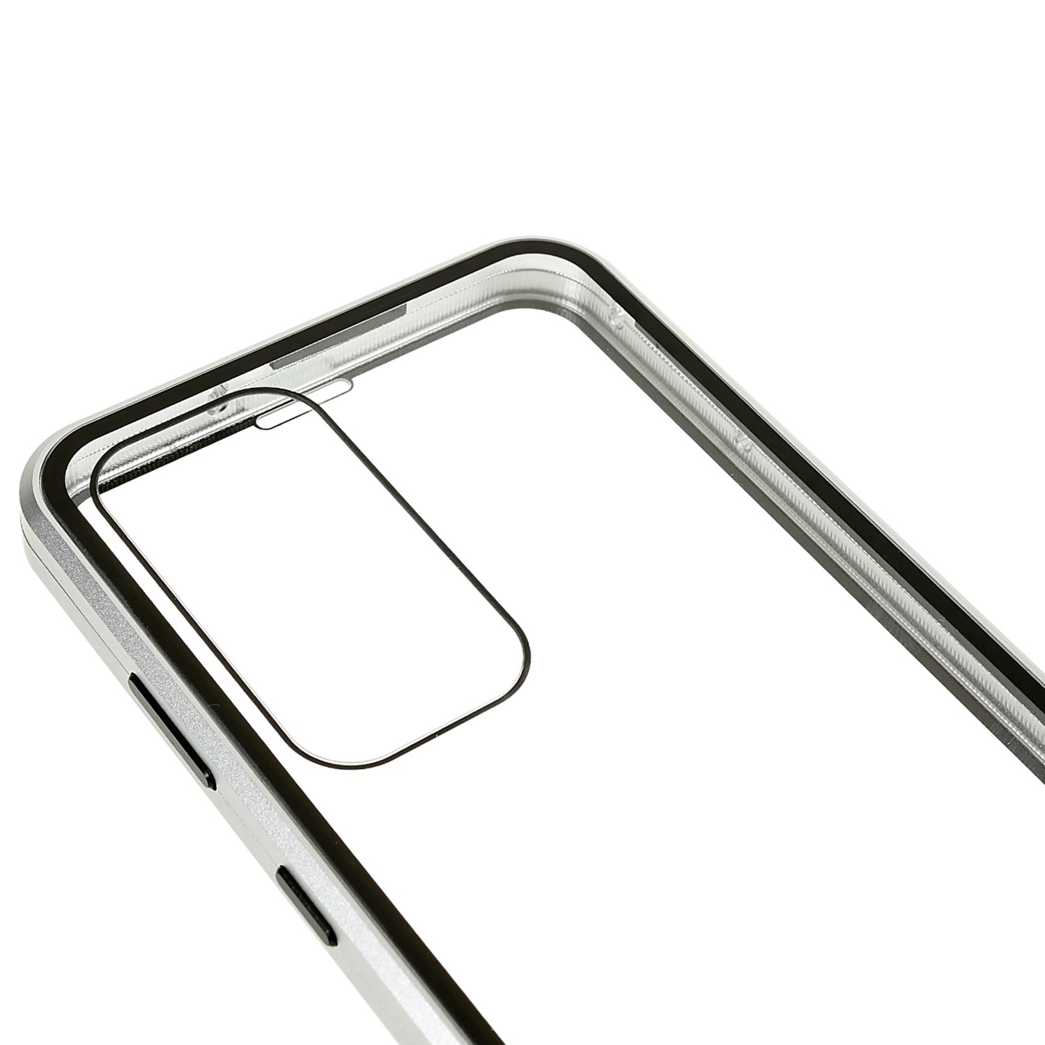 For Samsung Galaxy S24 Magnetic Case Double-Sided Tempered Glass Metal Frame Phone Cover - Silver