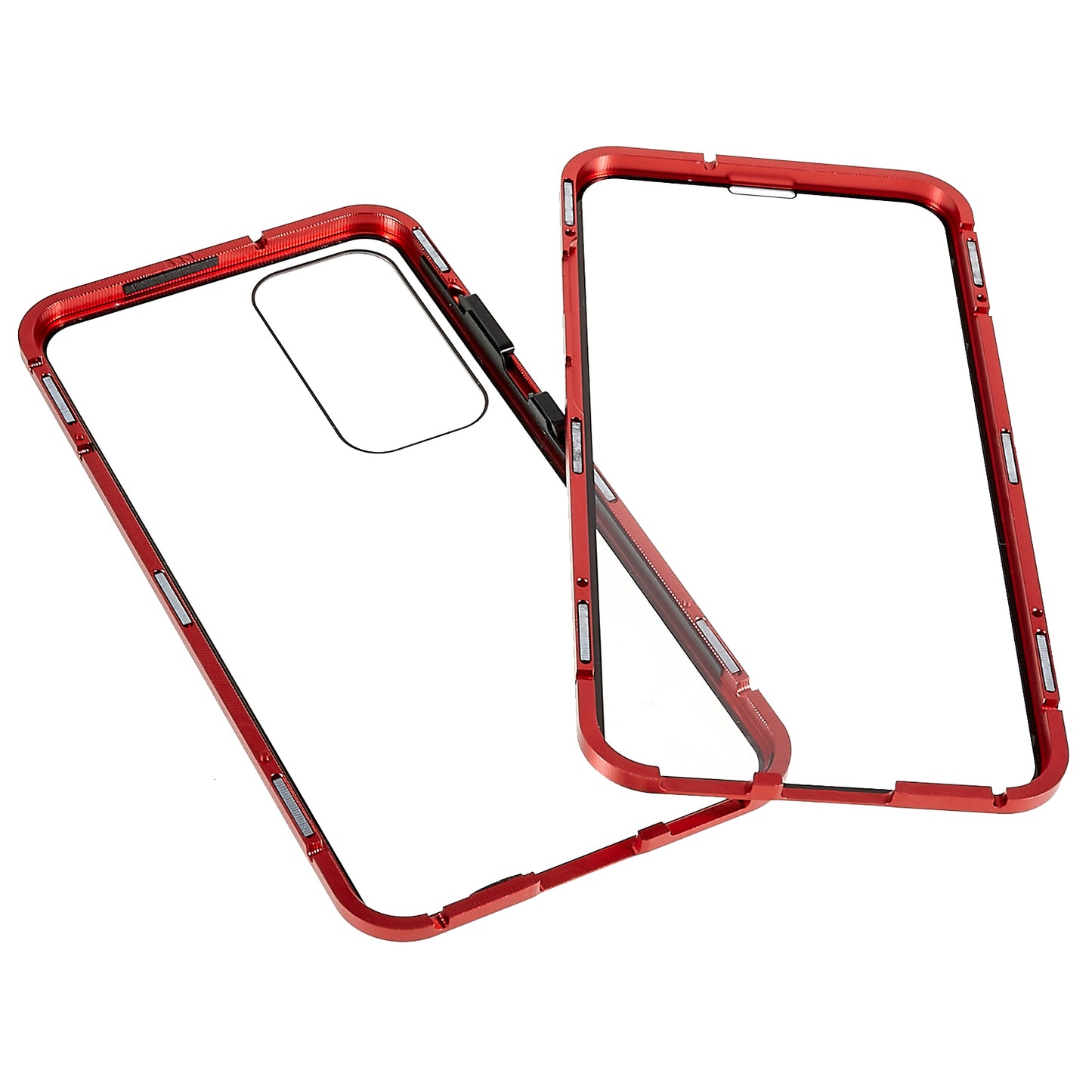 For Samsung Galaxy S24+ Clear Case Magnetic Adsorption Full Body Shockproof Phone Cover - Red