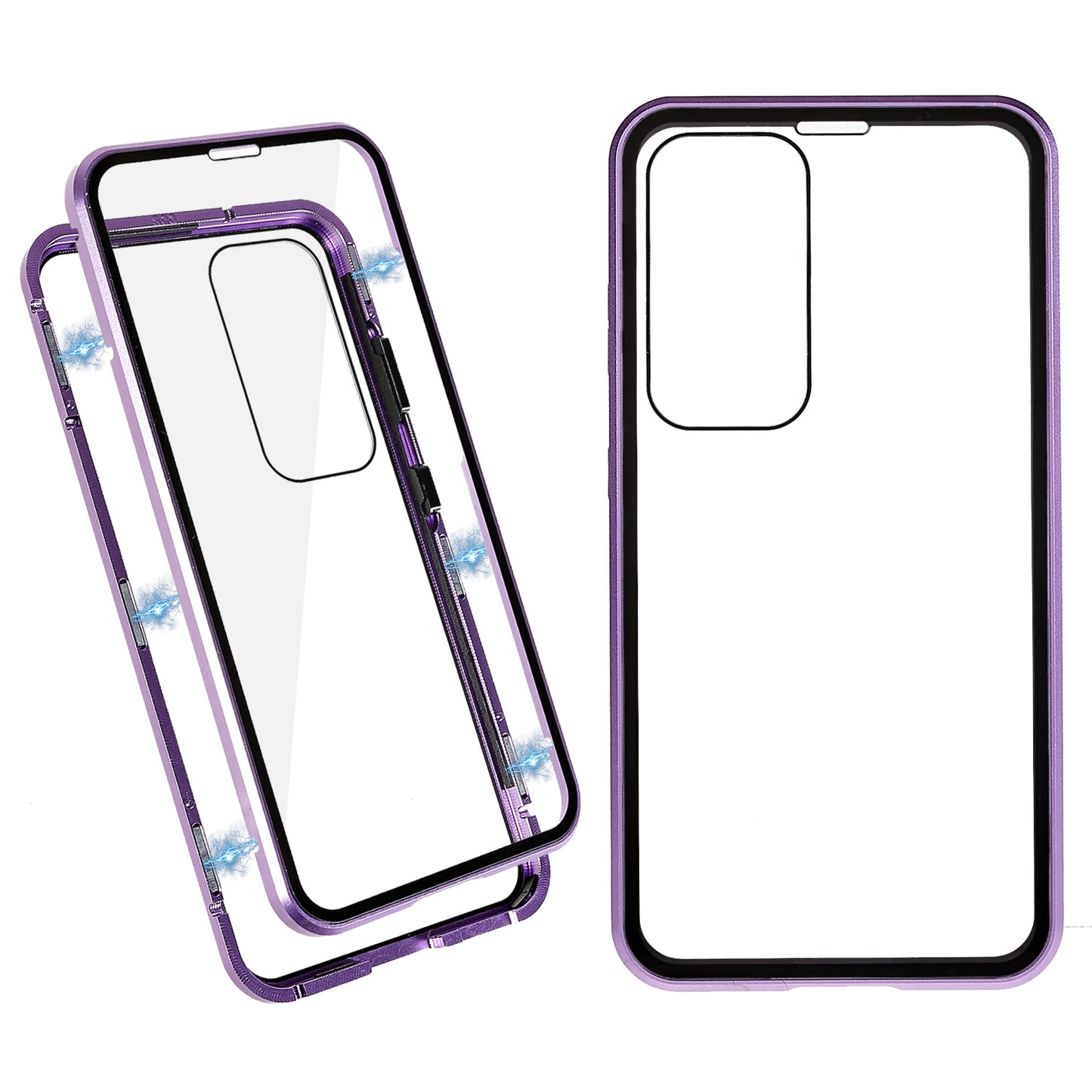 For Samsung Galaxy S24+ Clear Case Magnetic Adsorption Full Body Shockproof Phone Cover - Purple