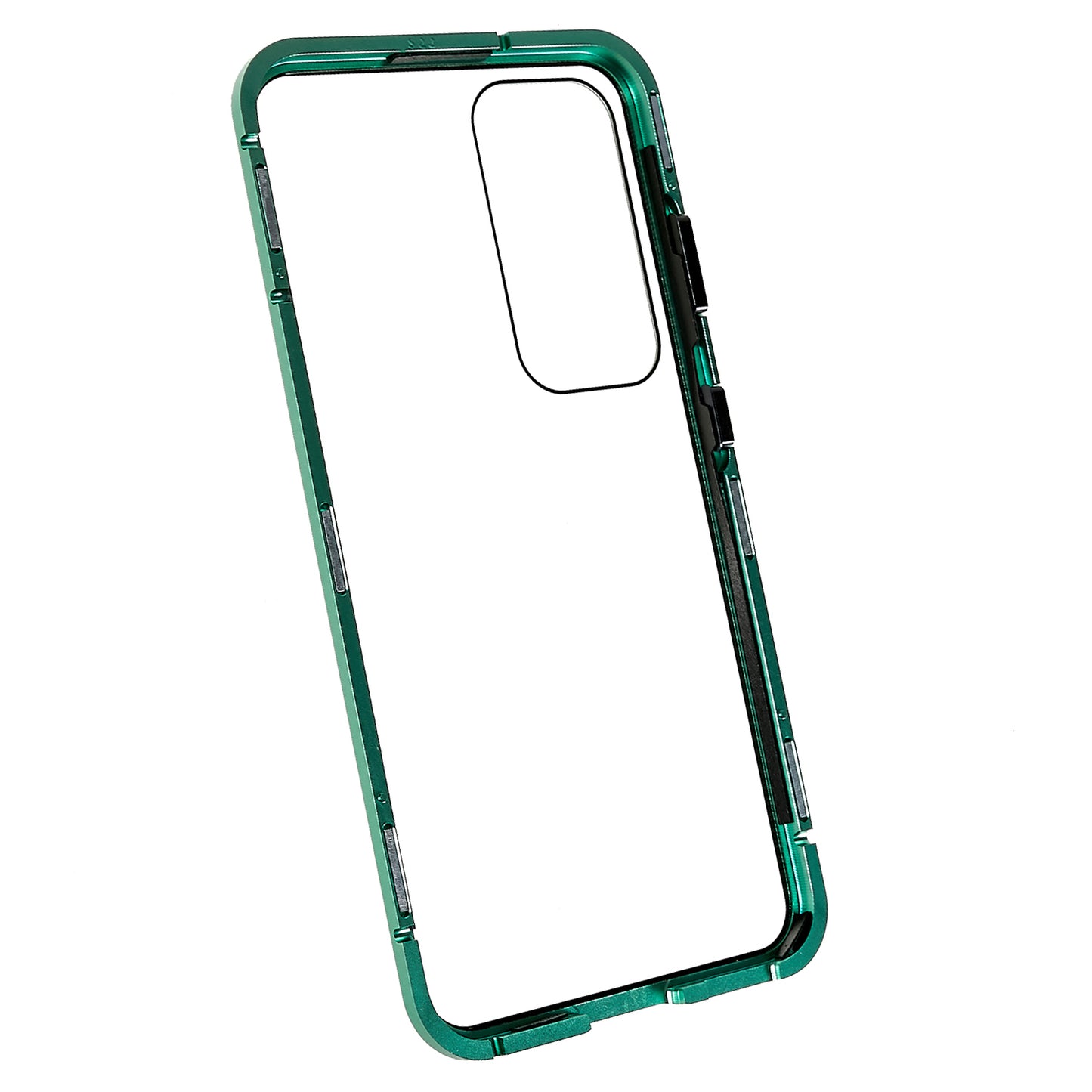 For Samsung Galaxy S24+ Clear Case Magnetic Adsorption Full Body Shockproof Phone Cover - Green