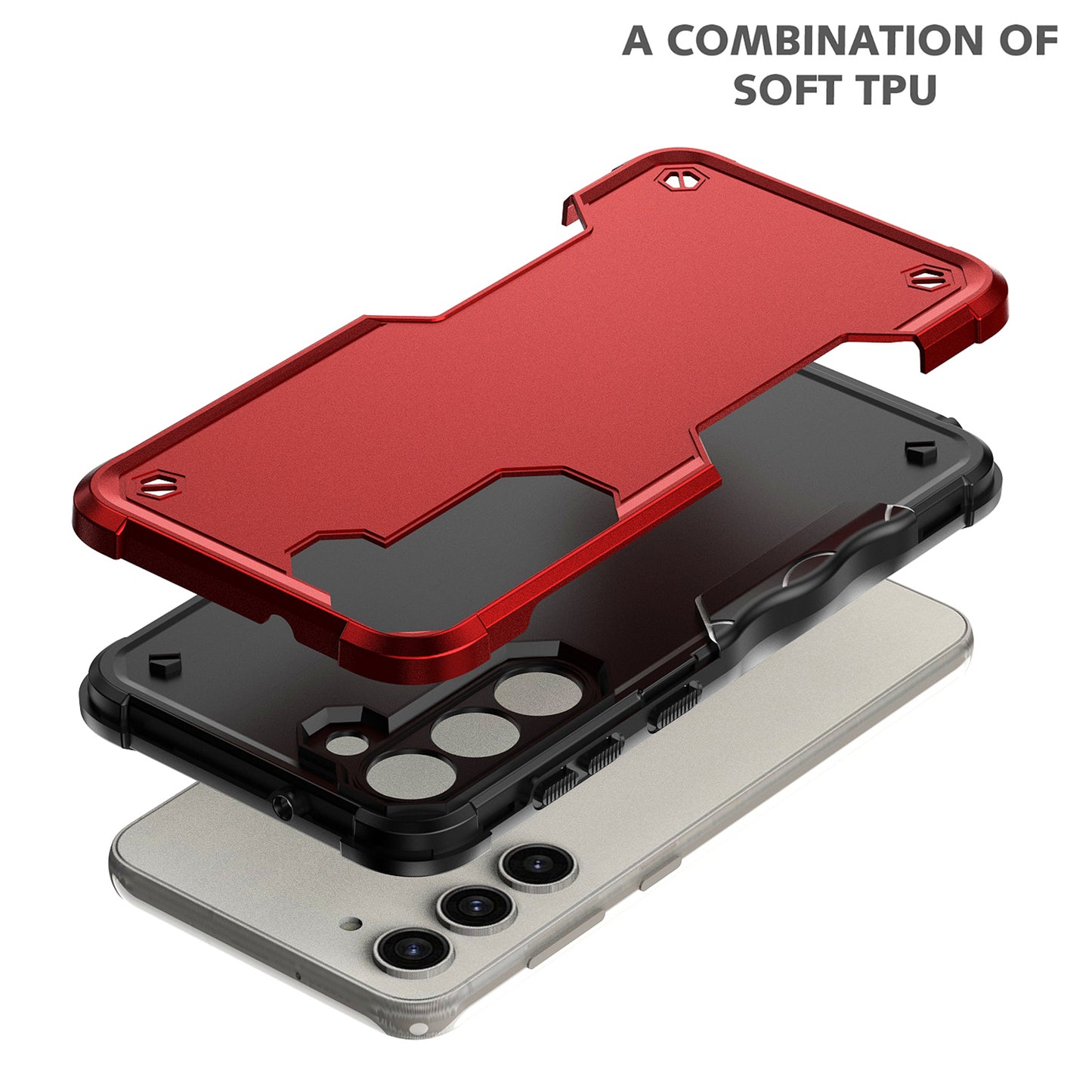 For Samsung Galaxy S24 Phone Case Rugged PC + TPU Anti-Drop Cover - Red
