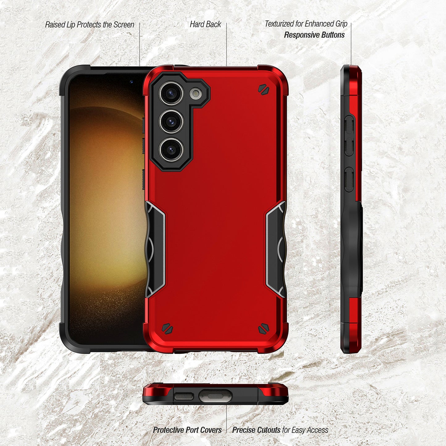 For Samsung Galaxy S24 Phone Case Rugged PC + TPU Anti-Drop Cover - Red