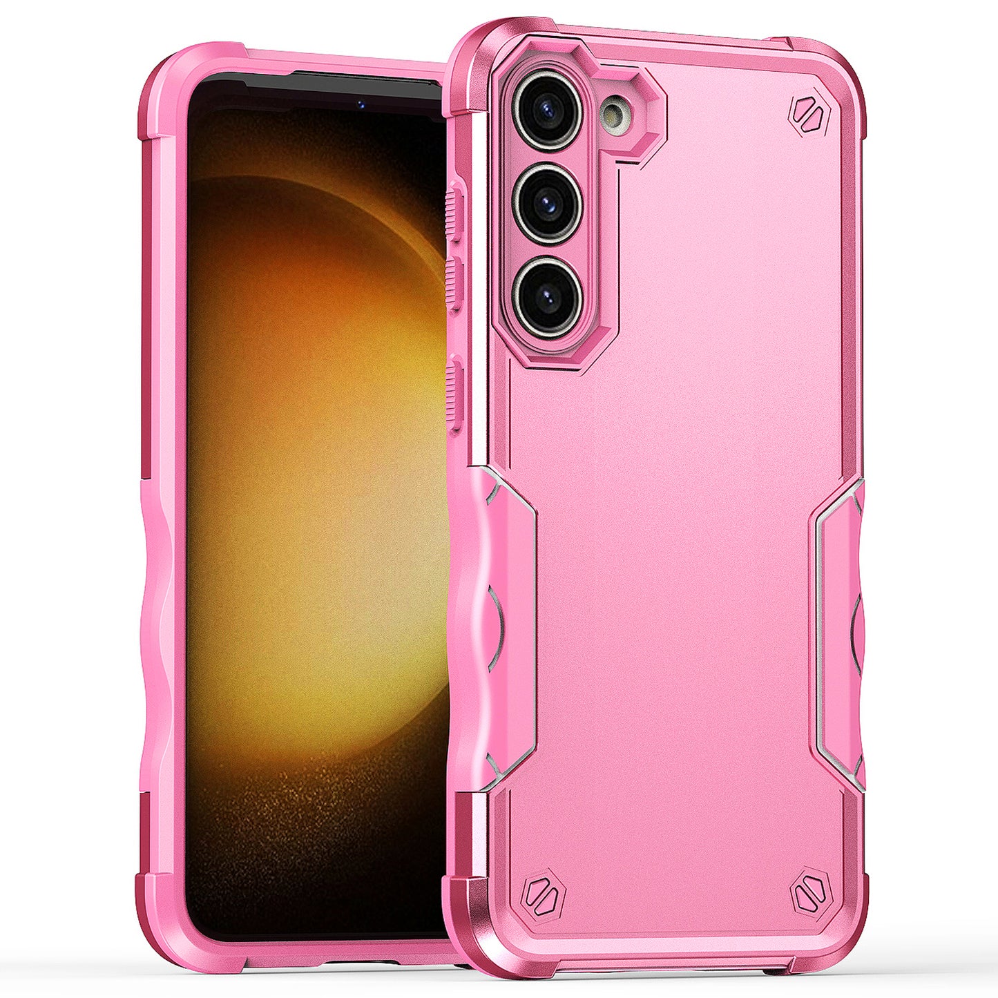 For Samsung Galaxy S24+ Shockproof Cover Anti-Slip Grips Enhanced Corner - Pink