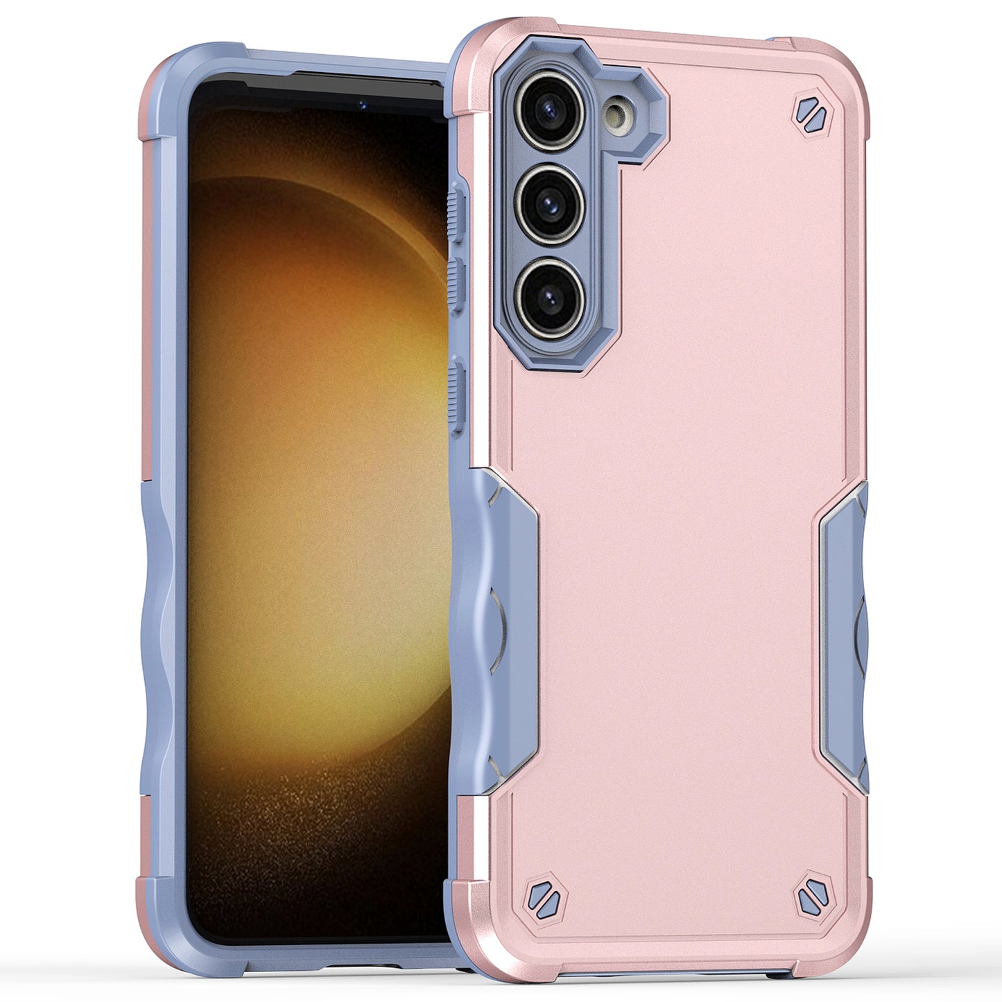 For Samsung Galaxy S24+ Shockproof Cover Anti-Slip Grips Enhanced Corner - Rose Gold