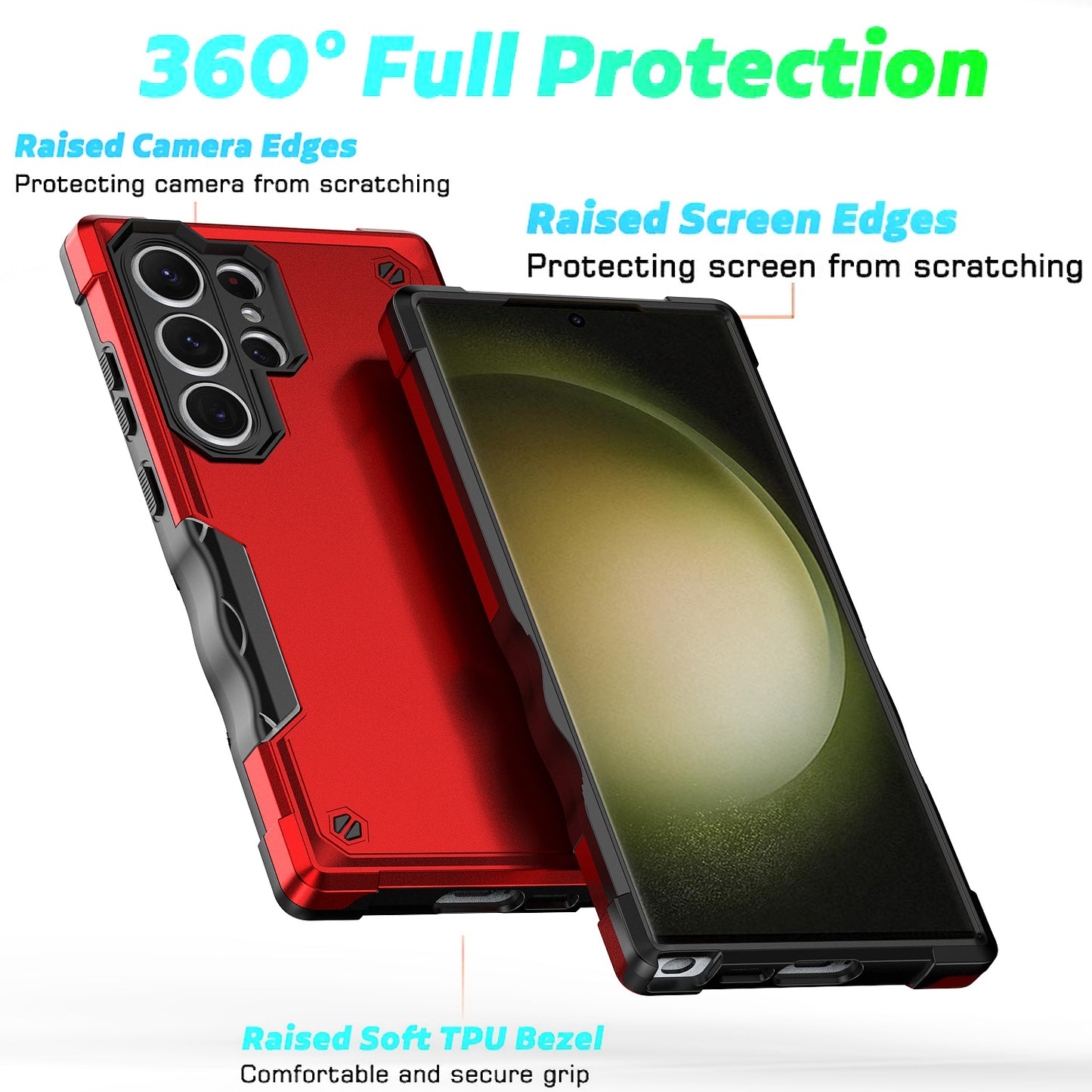 For Samsung Galaxy S24 Ultra Reinforced Protective Shell Hybrid PC+TPU Phone Cover - Green