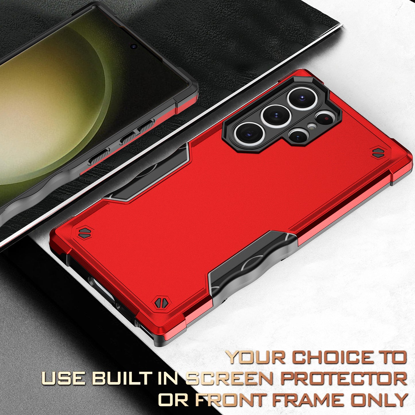 For Samsung Galaxy S24 Ultra Reinforced Protective Shell Hybrid PC+TPU Phone Cover - White
