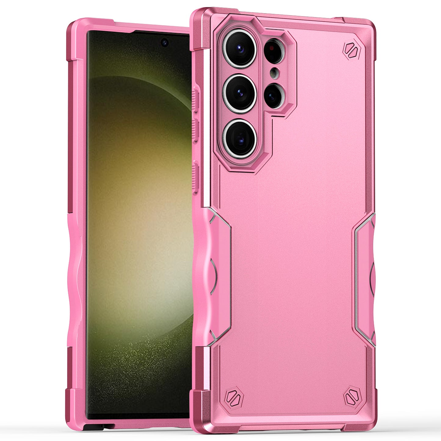 For Samsung Galaxy S24 Ultra Reinforced Protective Shell Hybrid PC+TPU Phone Cover - Pink