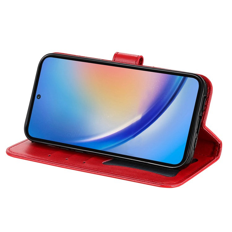For Samsung Galaxy A35 5G Leather Case Blossoming Flower Wallet Cover - Red